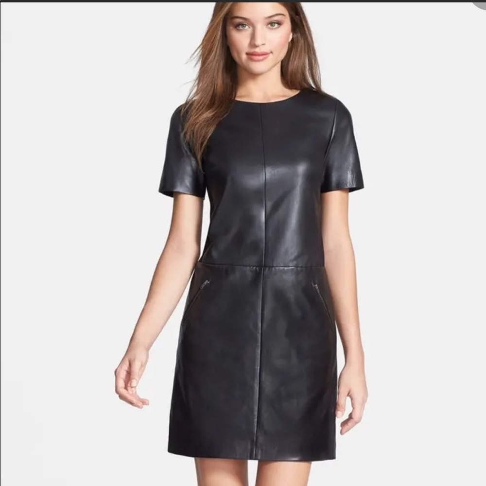 Halogen Real Leather Panel Dress